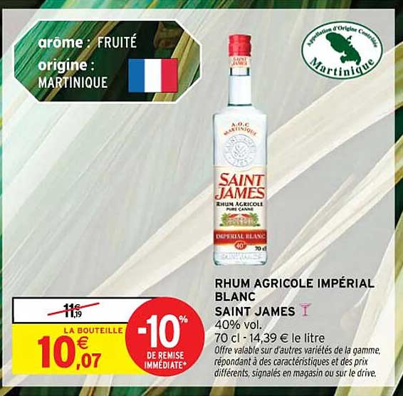 RHUM AGRICOLE IMPÉRIAL BLANC SAINT JAMES