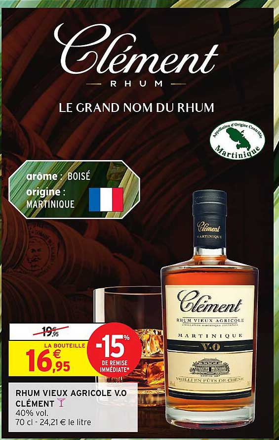 RHUM VIEUX AGRICOLE V.O CLÉMENT