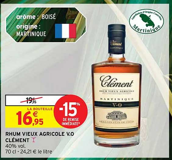 RHUM VIEUX AGRICOLE V.O CLÉMENT