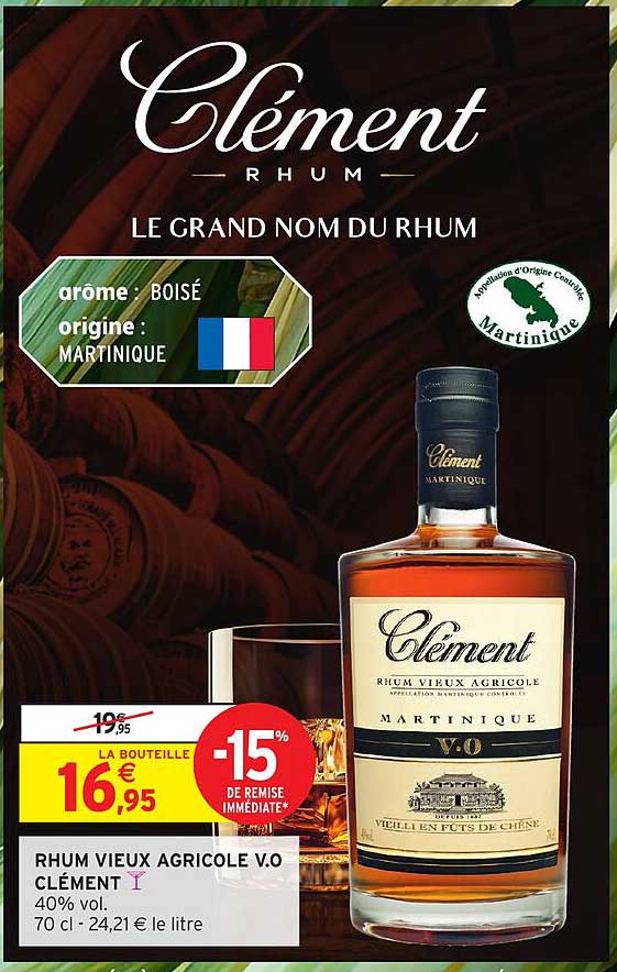 RHUM VIEUX AGRICOLE V.O CLÉMENT