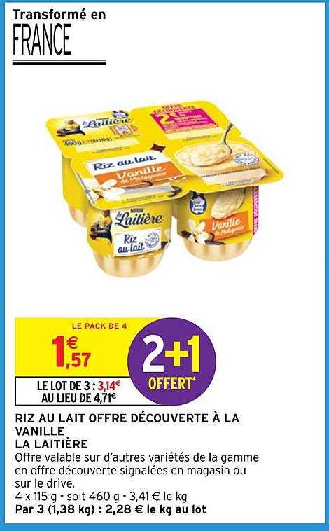 RIZ AU LAIT OFFRE DÉCOUVERTE À LA VANILLE LA LAITIÈRE