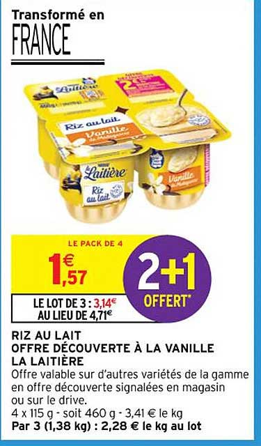 RIZ AU LAIT OFFRE DÉCOUVERTE À LA VANILLE LA LAITIÈRE