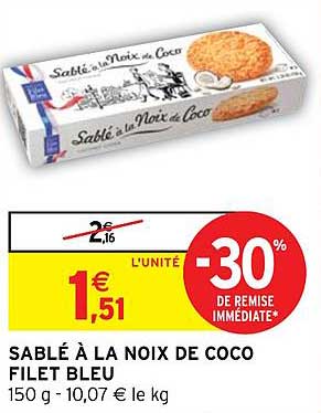 SABLÉ À LA NOIX DE COCO FILET BLEU