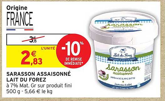 SARASSON ASSAISONNÉ LAIT DU FOREZ