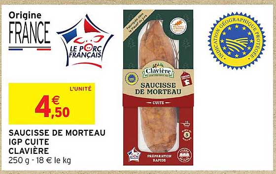 SAUCISSE DE MORTEAU IGP CUITE CLAVIÈRE