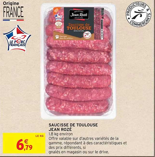 SAUCISSE DE TOULOUSE JEAN ROZÉ