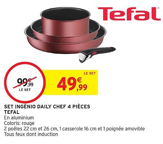 SET INGÉNIÓ DAILY CHEF 4 PIÈCES TEFAL