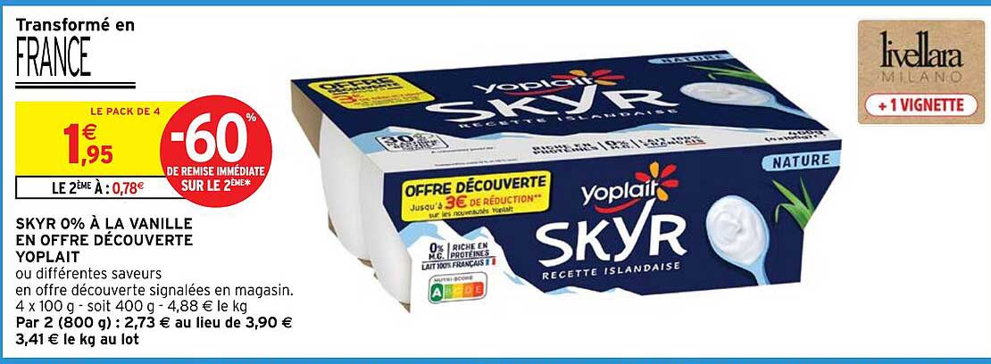 SKYR 0% À LA VANILLE EN OFFRE DÉCOUVERTE YOPLAIT