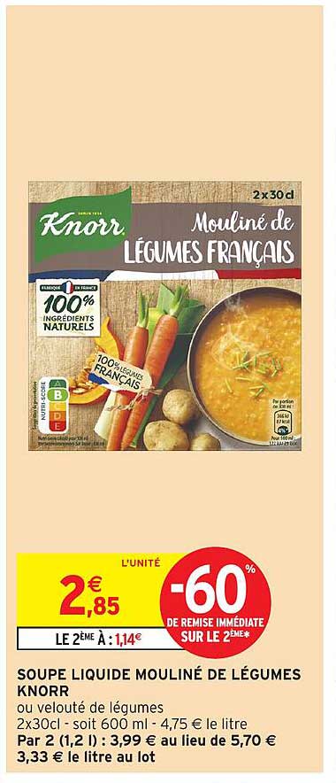 SOUPLE LIQUIDE MOULINÉ DE LÉGUMES KNORR