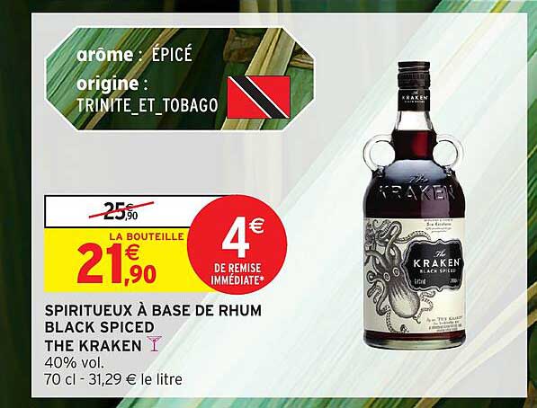 SPIRITUEUX À BASE DE RHUM BLACK SPICED THE KRAKEN