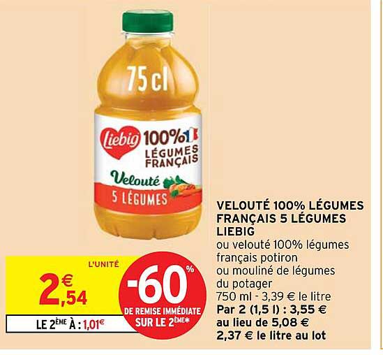 VELOUTÉ 100% LÉGUMES FRANÇAIS 5 LÉGUMES LIEBIG