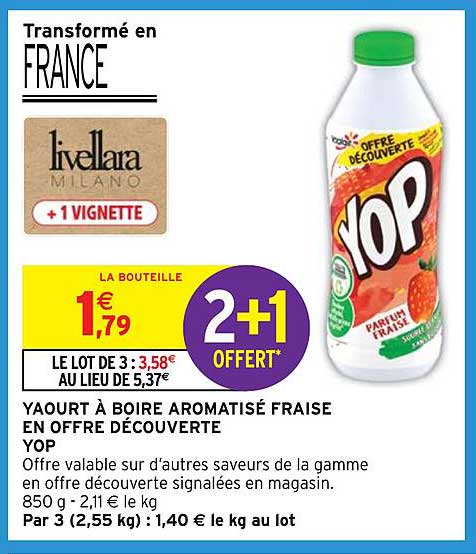 YAOURT À BOIRE AROMATISÉ FRAISE EN OFFRE DÉCOUVERTE YOP