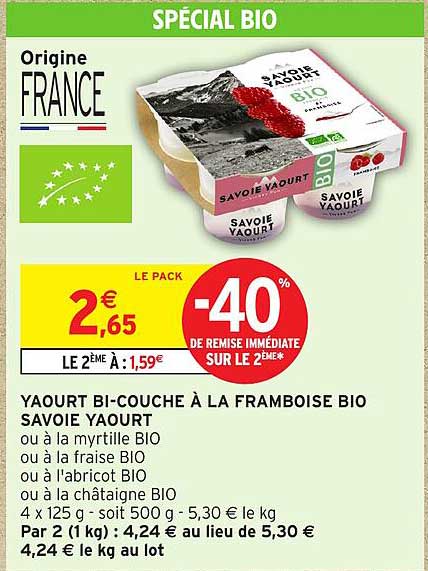 YAOURT BI-COUCHE À LA FRAMBOISE BIO Savoie Yaourt