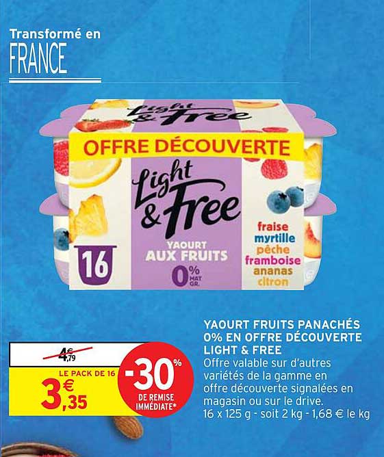 YAOURT FRUITS PANACHÉS 0% EN OFFRE DÉCOUVERTE LIGHT & FREE