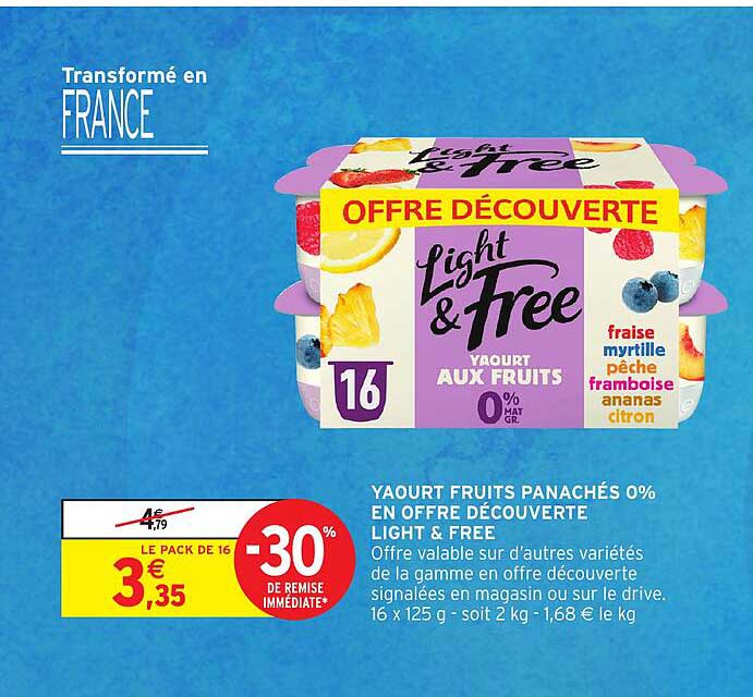 YAOURT FRUITS PANACHÉS 0% EN OFFRE DÉCOUVERTE LIGHT & FREE