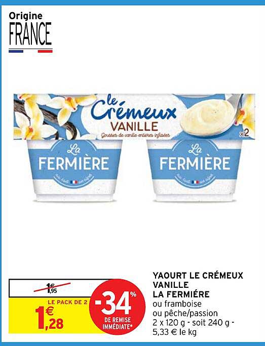 YAOURT LE CRÉMEUX VANILLE LA FERMIÈRE