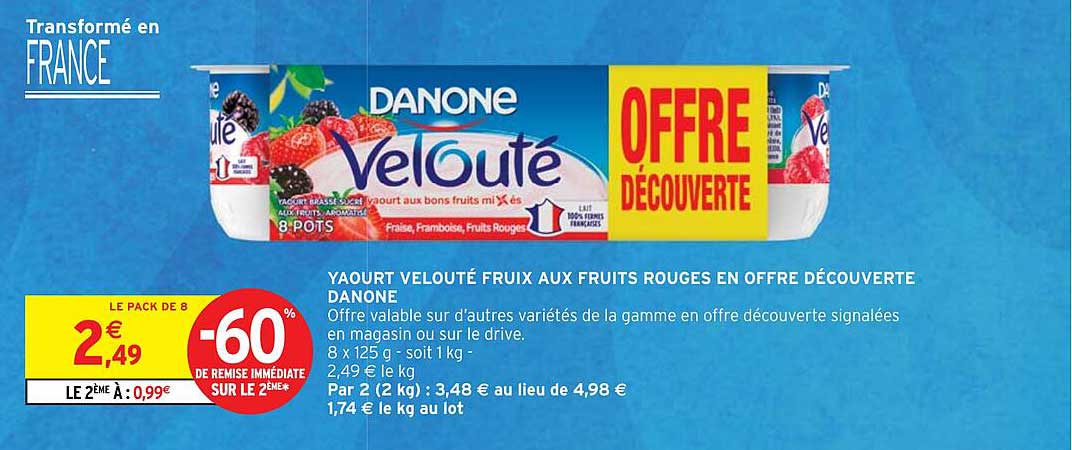 YAOURT VELOUTÉ FRUITS AUX FRUITS ROUGES EN OFFRE DÉCOUVERTE DANONE