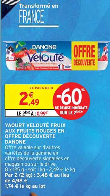 YAOURT VELOUTÉ FRUITS ROUGES EN OFFRE DÉCOUVERTE DANONE