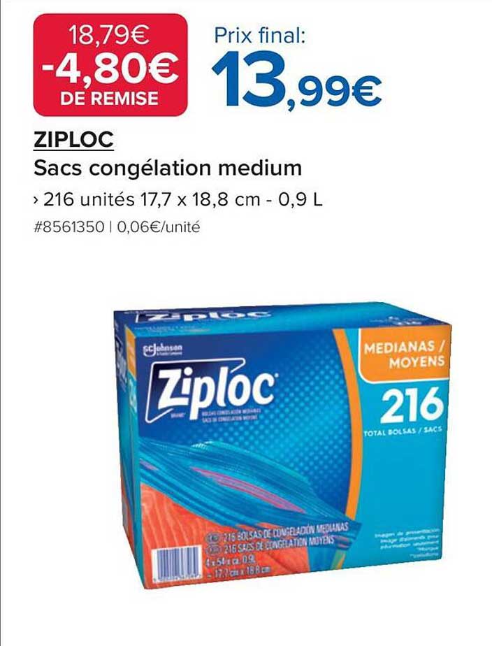 ZIPLOC Sacs congélation medium