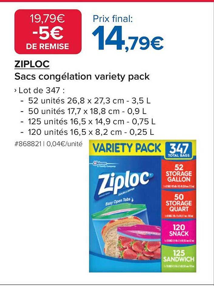 Ziploc Sacs congélation variety pack