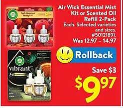 Air Wick Essential Mist Kit or Scented Oil Refill 2-Pack