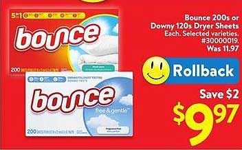 Bounce 200s or Downy 120s Dryer Sheets