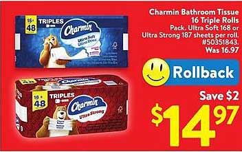 Charmin Bathroom Tissue 16 Triple Rolls