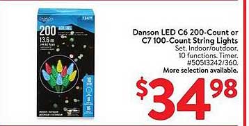 Danson LED C6 200-Count or C7 100-Count String Lights