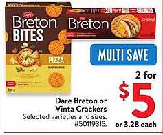 Dare Breton or Vinta Crackers