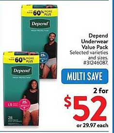 Depend Underwear Value Pack