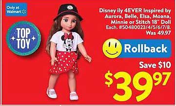 Disney ily 4EVER Inspired by Aurora, Belle, Elsa, Moana, Minnie or Stitch 18" Doll