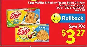 Eggo Waffles 8-Pack or Toaster Sticks 24-Pack