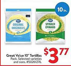 Great Value 10" Tortillas