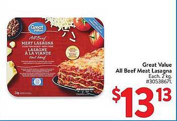 Great Value All Beef Meat Lasagna