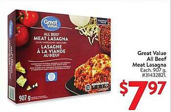 Great Value All Beef Meat Lasagna