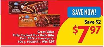 Great Value Fully Cooked Pork Back Ribs