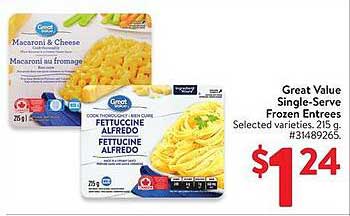 Great Value Single-Serve Frozen Entrees