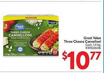 Great Value Three Cheese Cannelloni