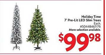 Holiday Time 7' Pre-Lit LED Slim Trees