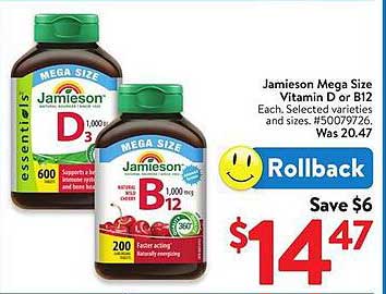 Jamieson Mega Size Vitamin D or B12