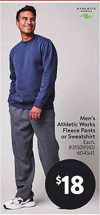 Men's Athletic Works Fleece Pants or Sweatshirt