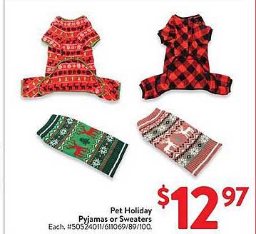 Pet Holiday Pyjamas or Sweaters