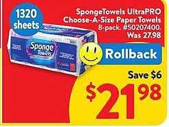 Sponge Towels UltraPRO Choose-A-Size Paper Towels 8-pack