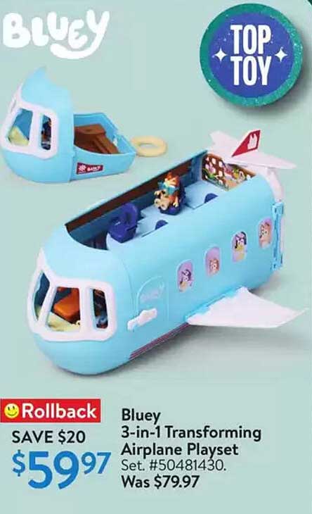 Bluey 3-in-1 Transforming Airplane Playset