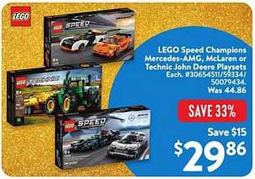 LEGO Speed Champions Mercedes-AMG, McLaren or Technic John Deere Playsets