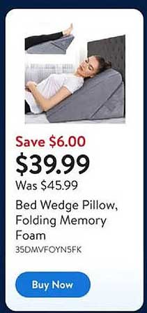 Bed Wedge Pillow, Folding Memory Foam