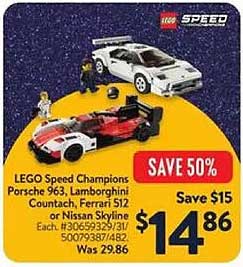 LEGO Speed Champions Porsche 963, Lamborghini Countach, Ferrari 512 or Nissan Skyline