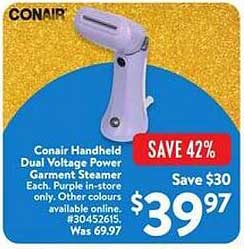 Conair Handheld Dual Voltage Power Garment Steamer