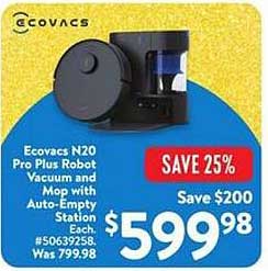 Ecovacs N20 Pro Plus Robot Vacuum and Mop with Auto-Empty Station