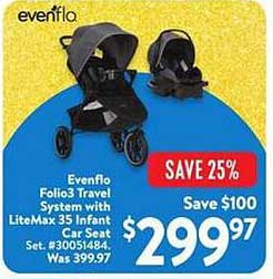 Evenflo Folio3 Travel System with LiteMax 35 Infant Car Seat